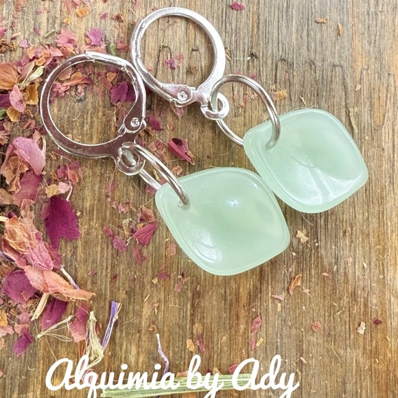 Alquimia by Ady Silver and Mint jade Earrings
